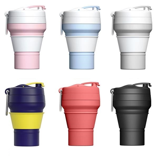 Silicone Collapsible Cup W/ Carabiners Straw 2