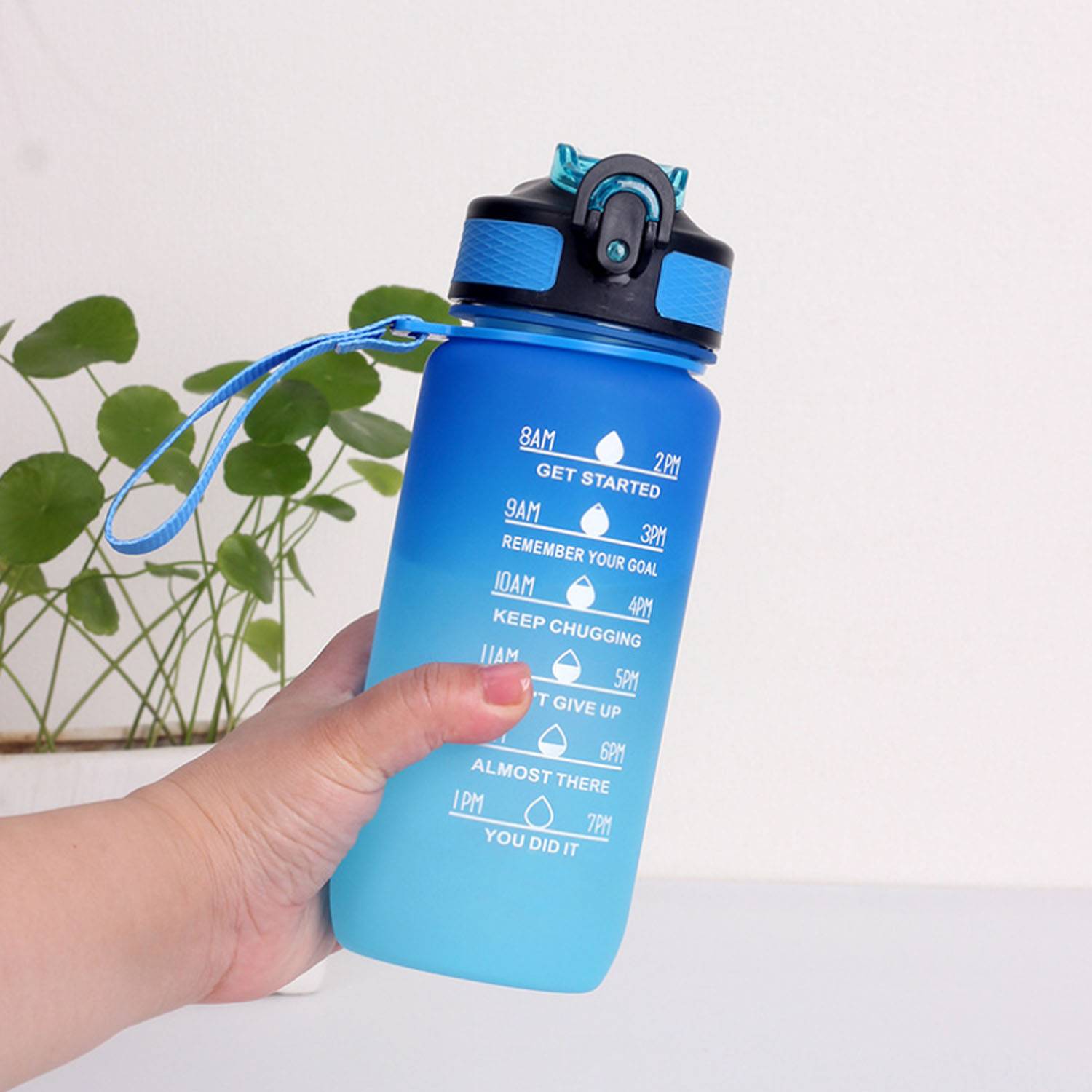 20oz Gradient Plastic Sports Bottle Lockable Straw Lid 10