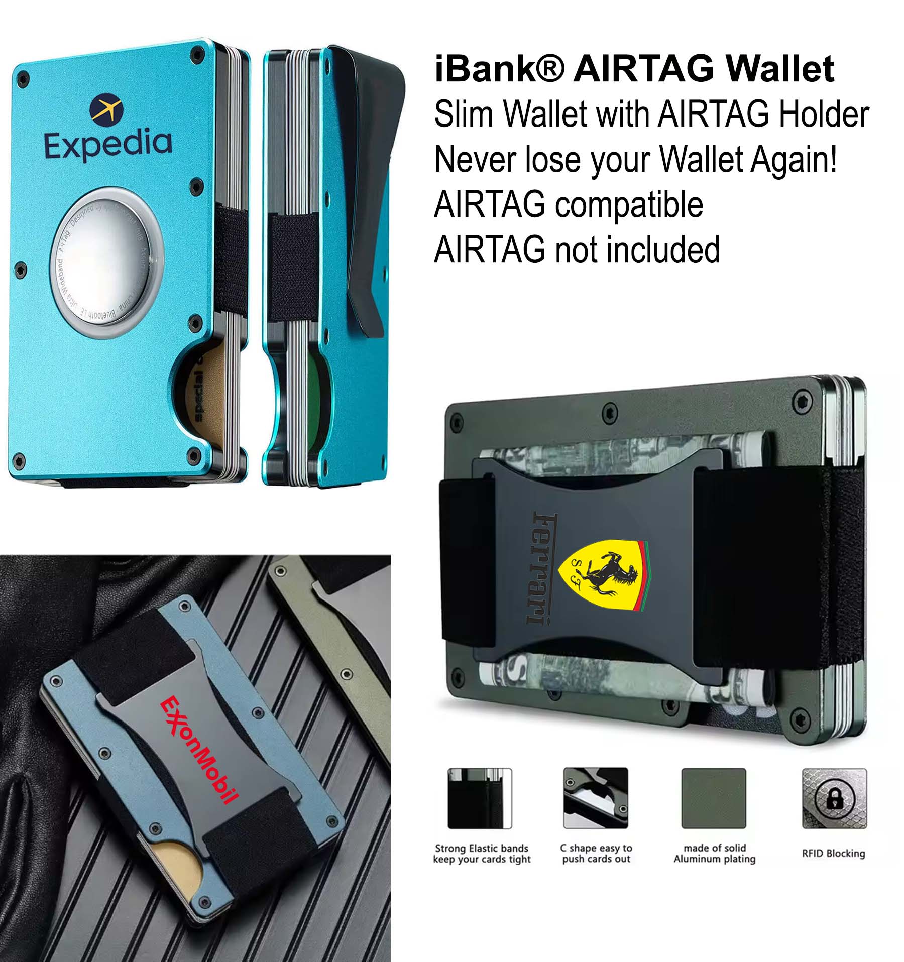 iBank ® AirTag-Compatible Slim Metal Wallet 2