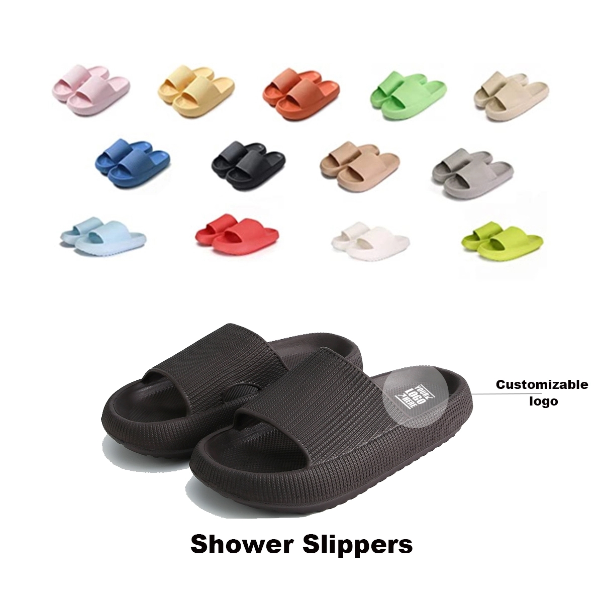 Cushioned Thick Sole Shower Slippers For Women And Men 2