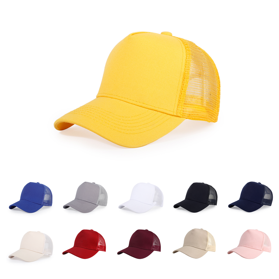 Stock Solid Color Cotton 5-Panel Trucker Cap 2