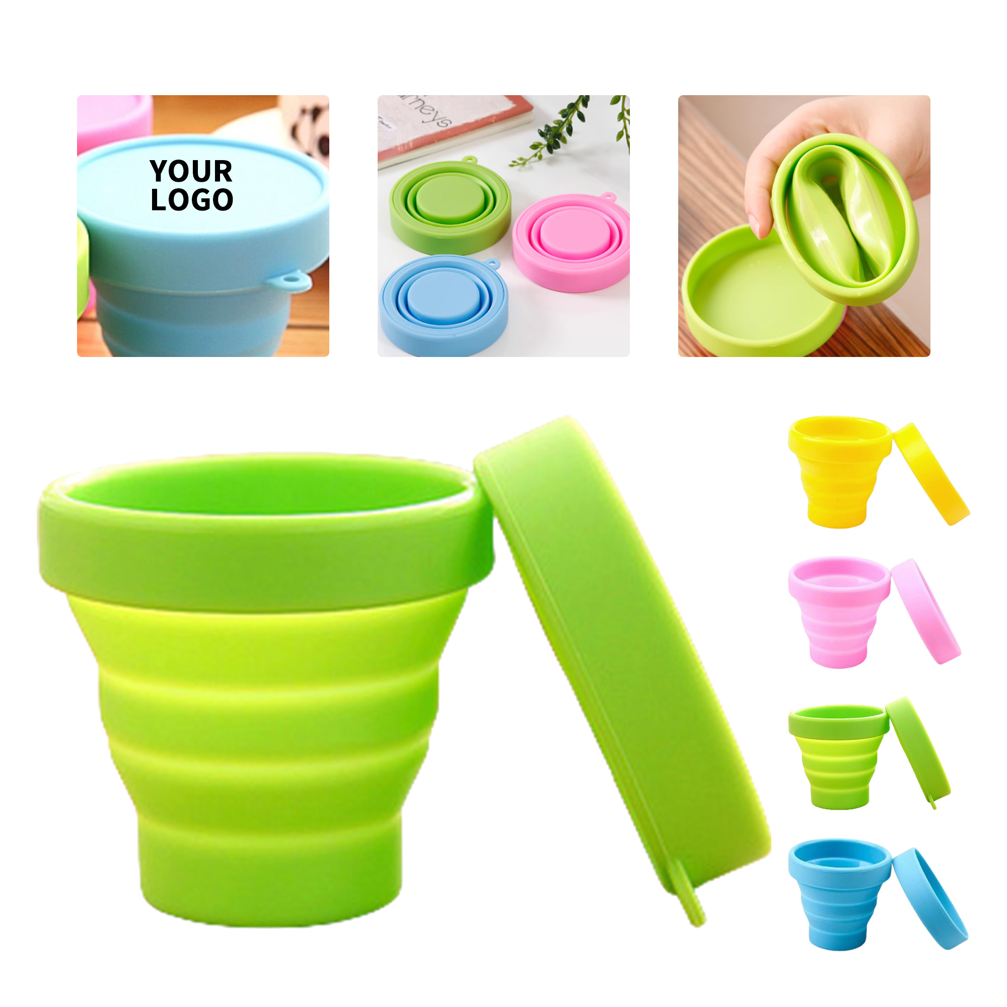 Collapsible Travel Cup With Lid 3 x 1.8 x 2.8" 5