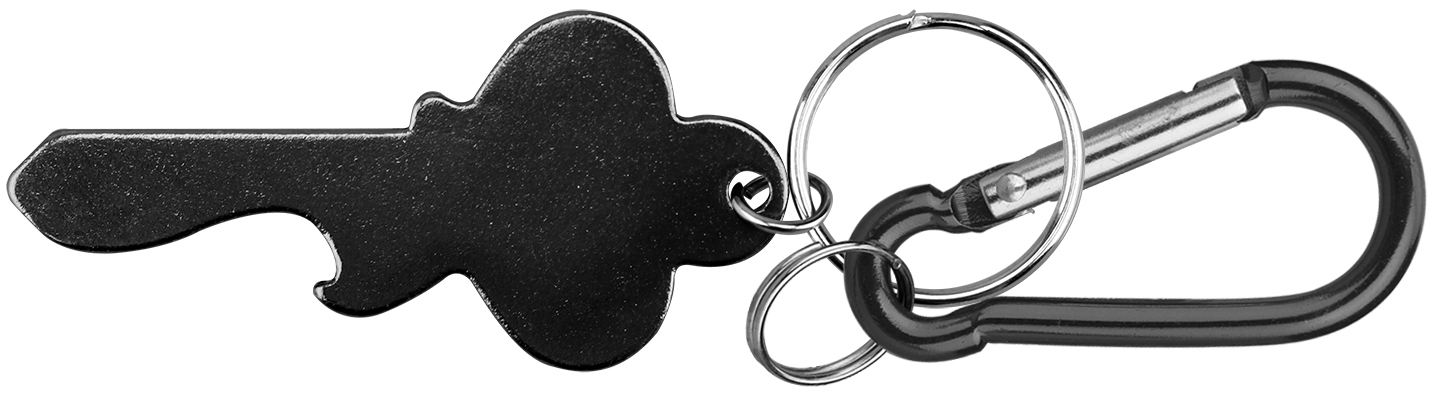 Key shape bottle opener with key ring and carabiner 2