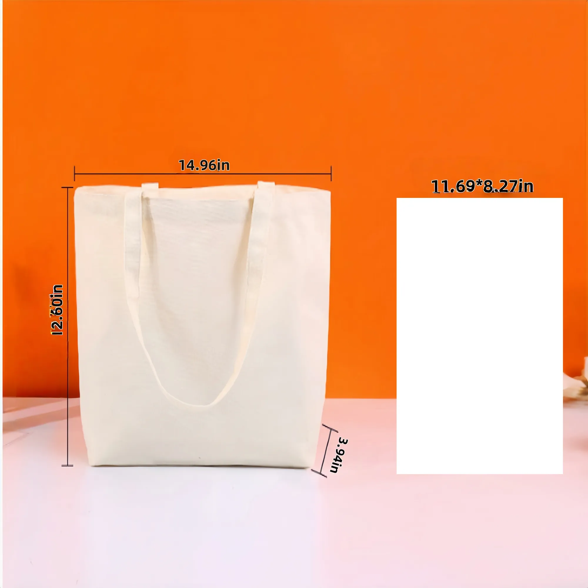 Eco-friendly canvas tote bag with bottom and no sides 4