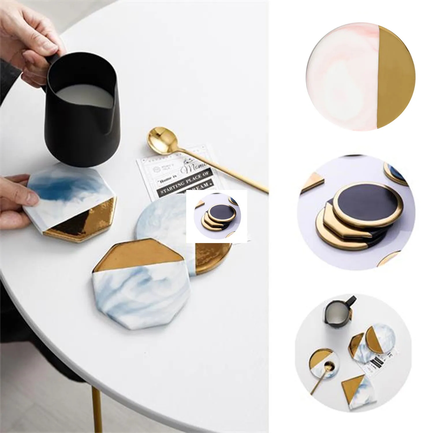 Real Marble Absorbent Coasters for Drinks 7