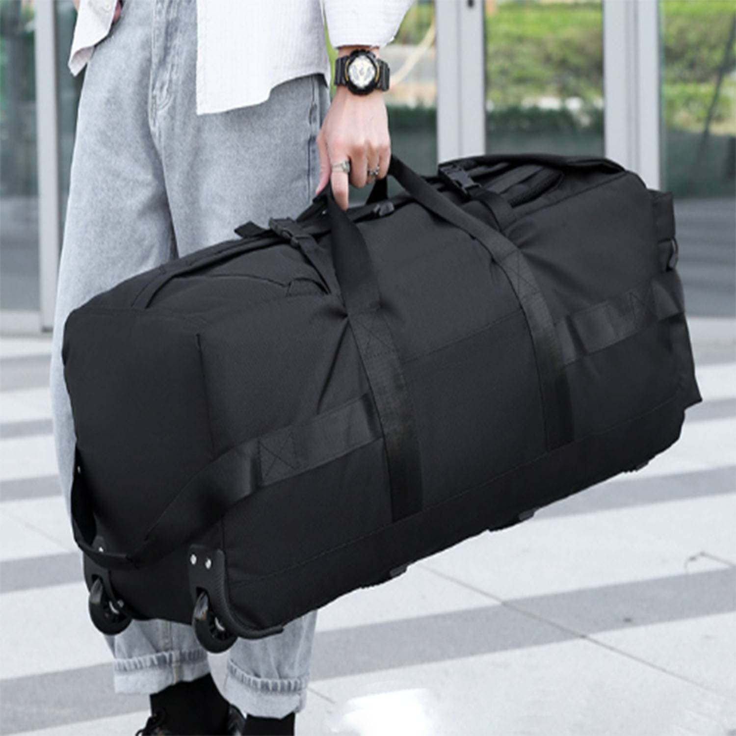 Oxford cloth extra-large outdoor roller backpack duffel bag 5