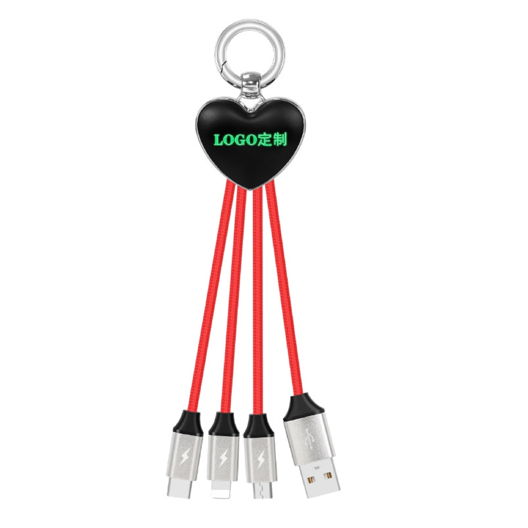 Braided 3 in 1 USB Charging Cable with LED Logo 2