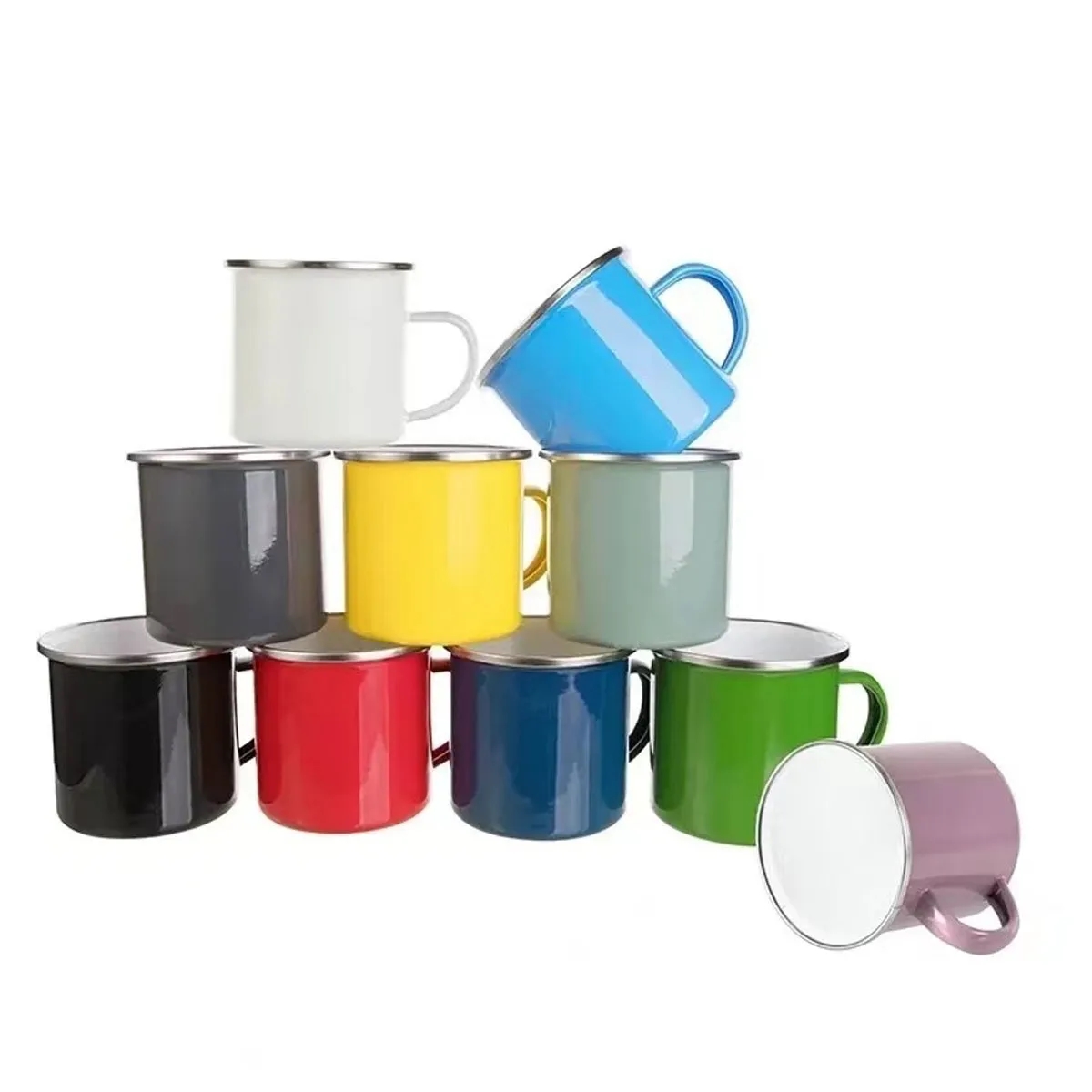 Stainless Steel Metal Cup Camping Campfire Enamel Mug 3