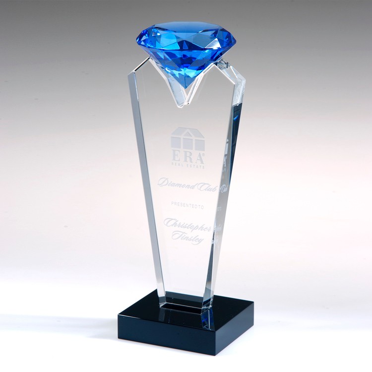 8" Blue Rising Diamond Crystal Award_D115CA 2