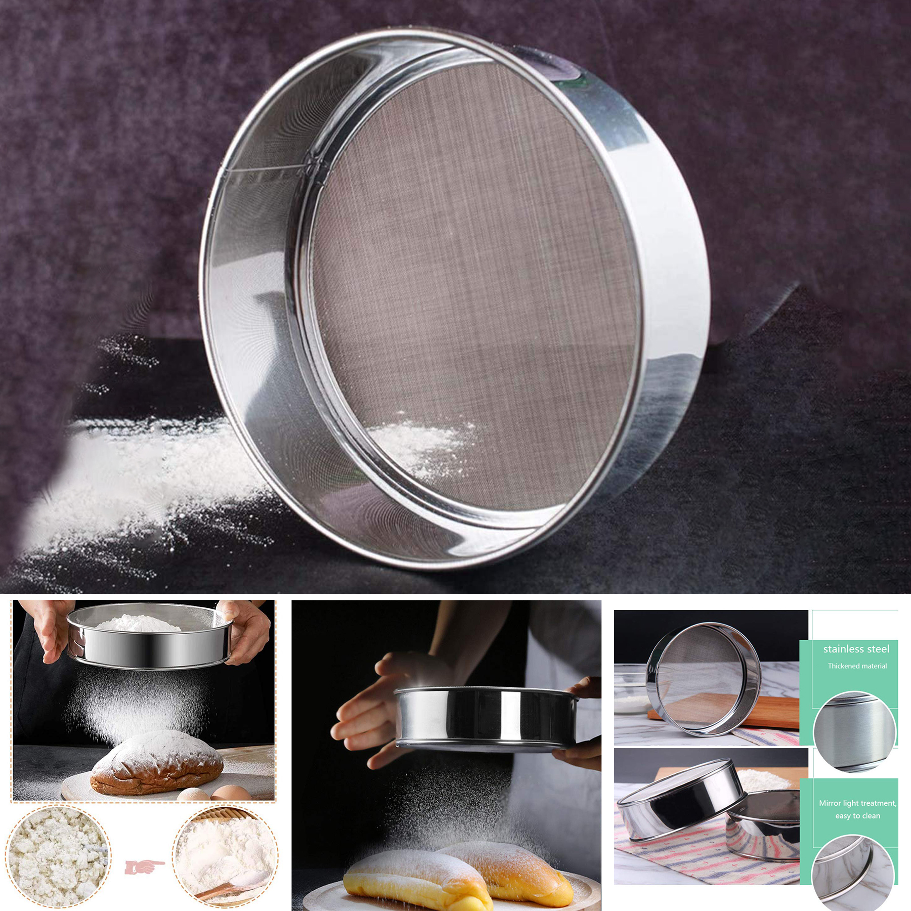 40 Mesh Professional 6 Inch, Round Flour Sifter