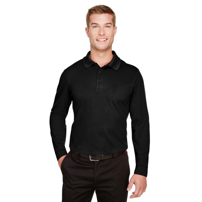 Devon & Jones CrownLux Performance™ Men's Tall Plaited Long Sleeve Polo 5
