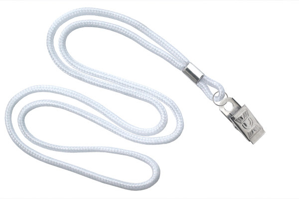 1/8" Blank Lanyard w/Bulldog Clip (White) 1