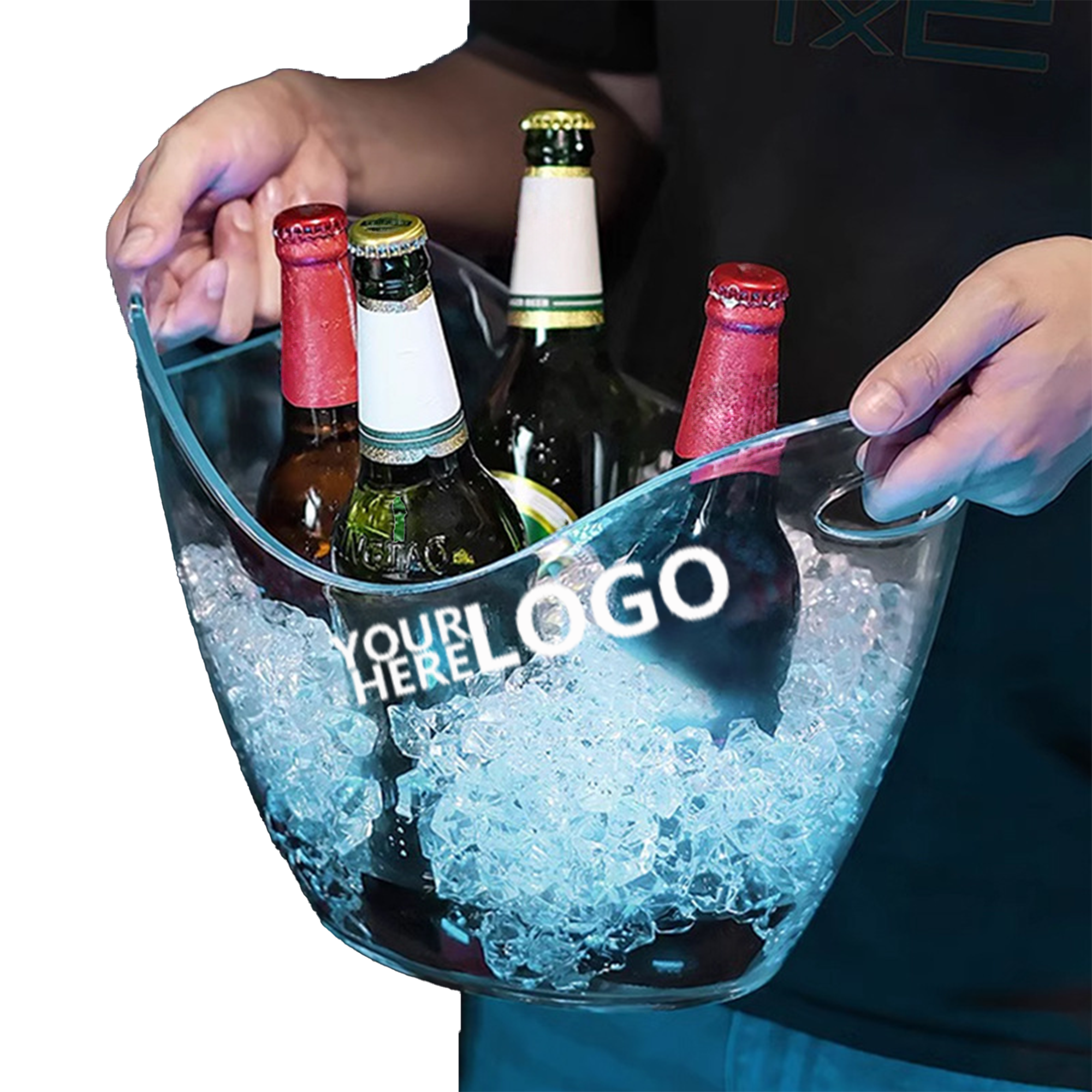 PC Material Angled Ice Bucket, custom bottle opener with logo imprint 2