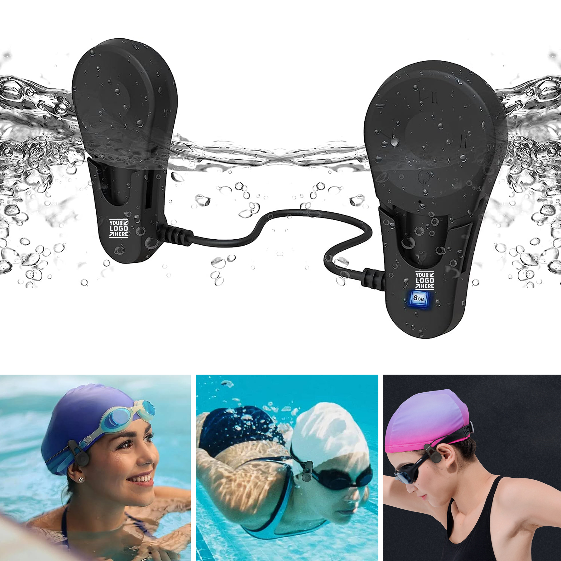 IPX8 Waterproof Underwater Music MP3 Player Bone Conduction Design Swimming Headphone