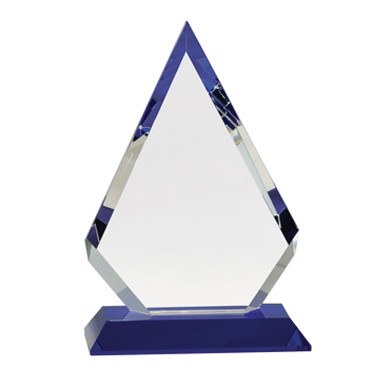 Diamond Optic Crystal Award with Blue Base 2
