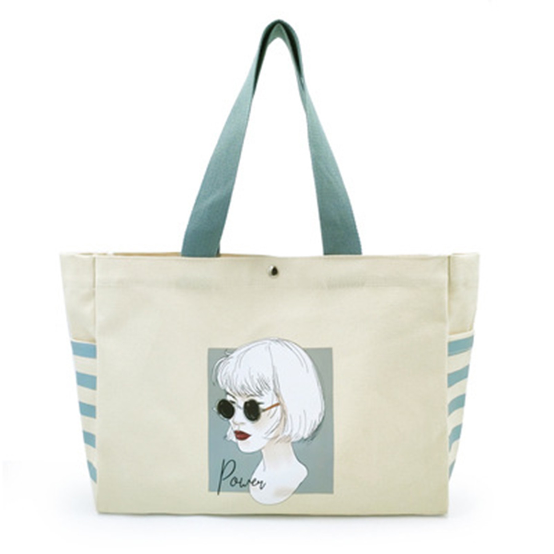 Canvas Handbag With Two Side Pockets, custom tote bag with logo imprint 2