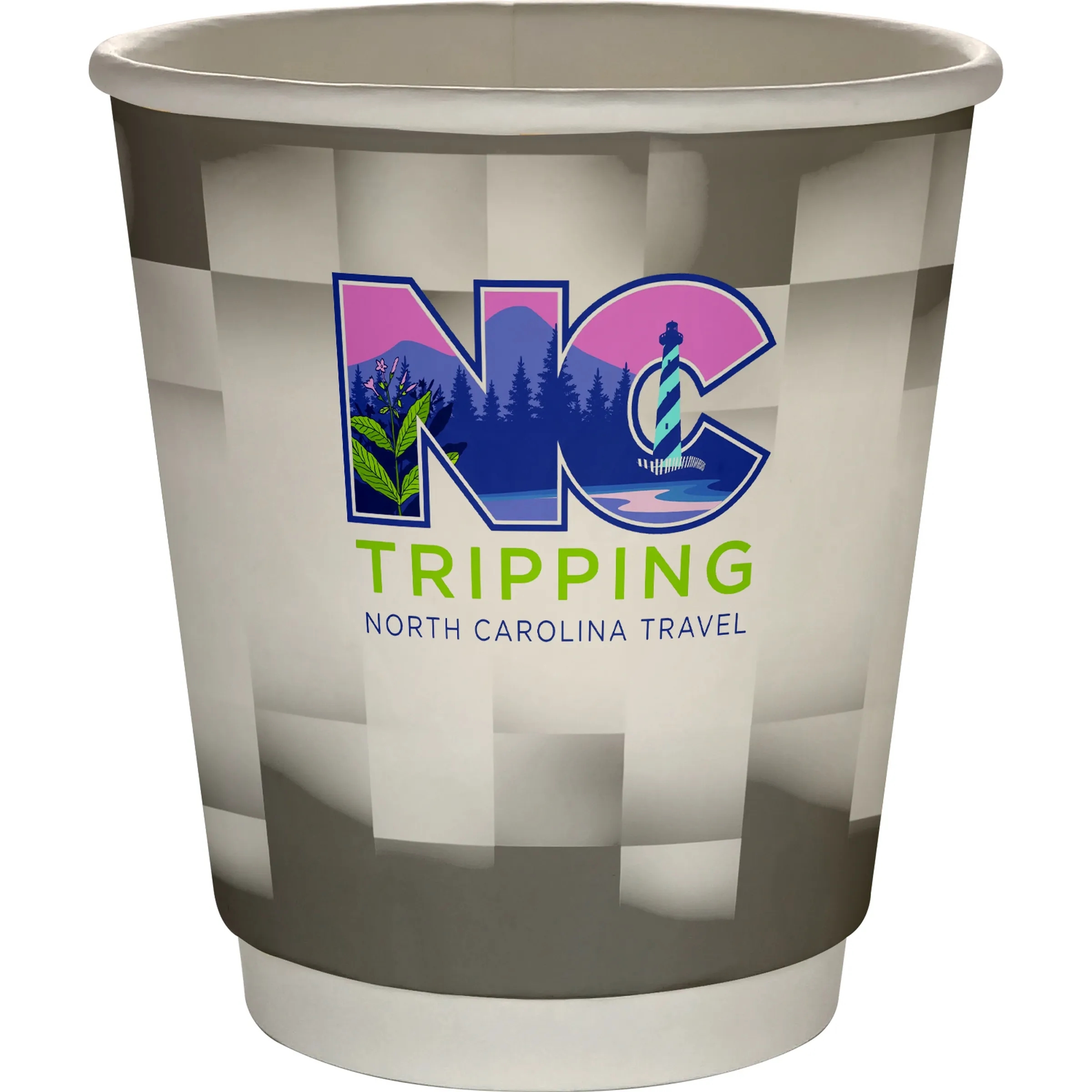 10 oz Full Color Shaded Checkers Insulated Paper Cup 11