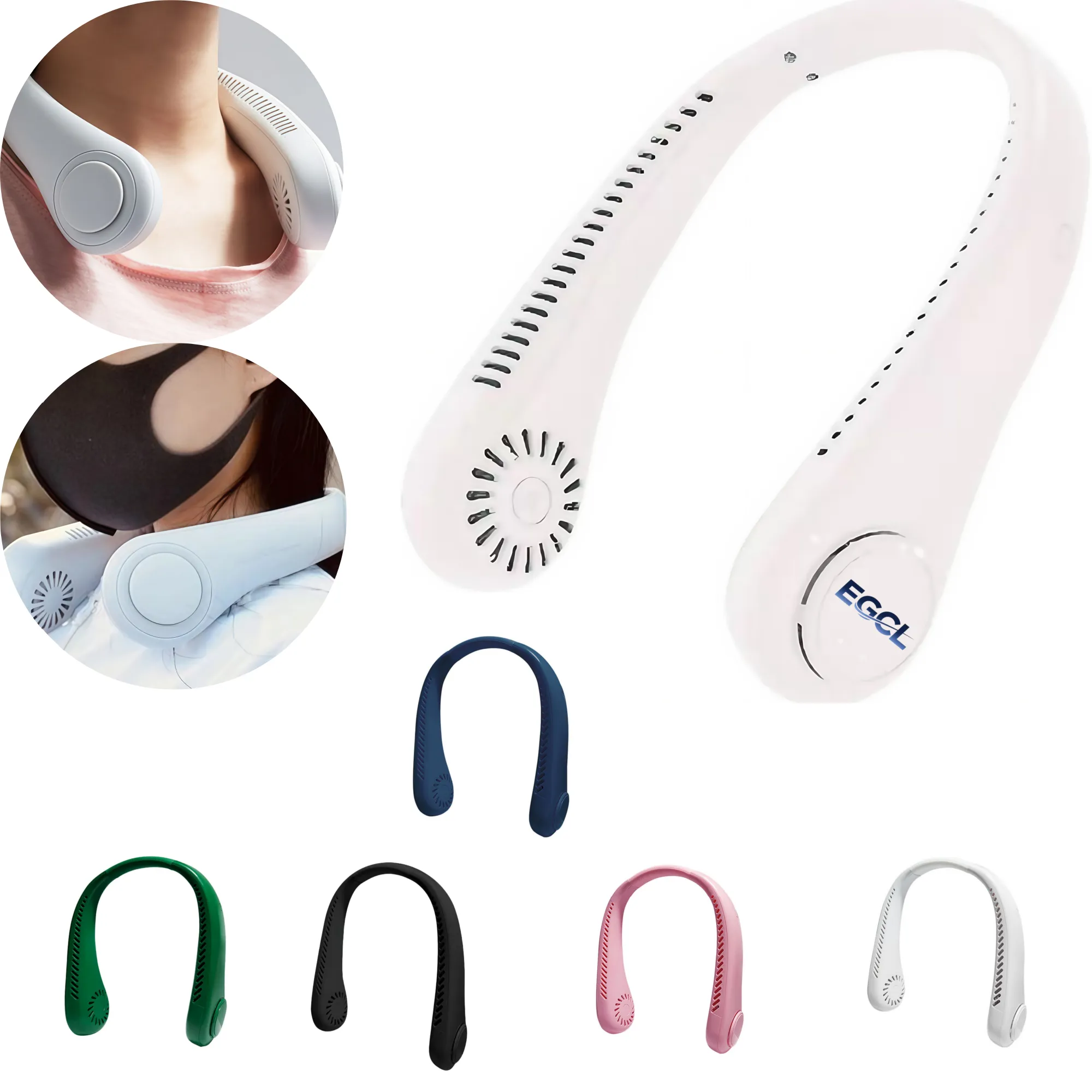 Portable halterneck fan without blades