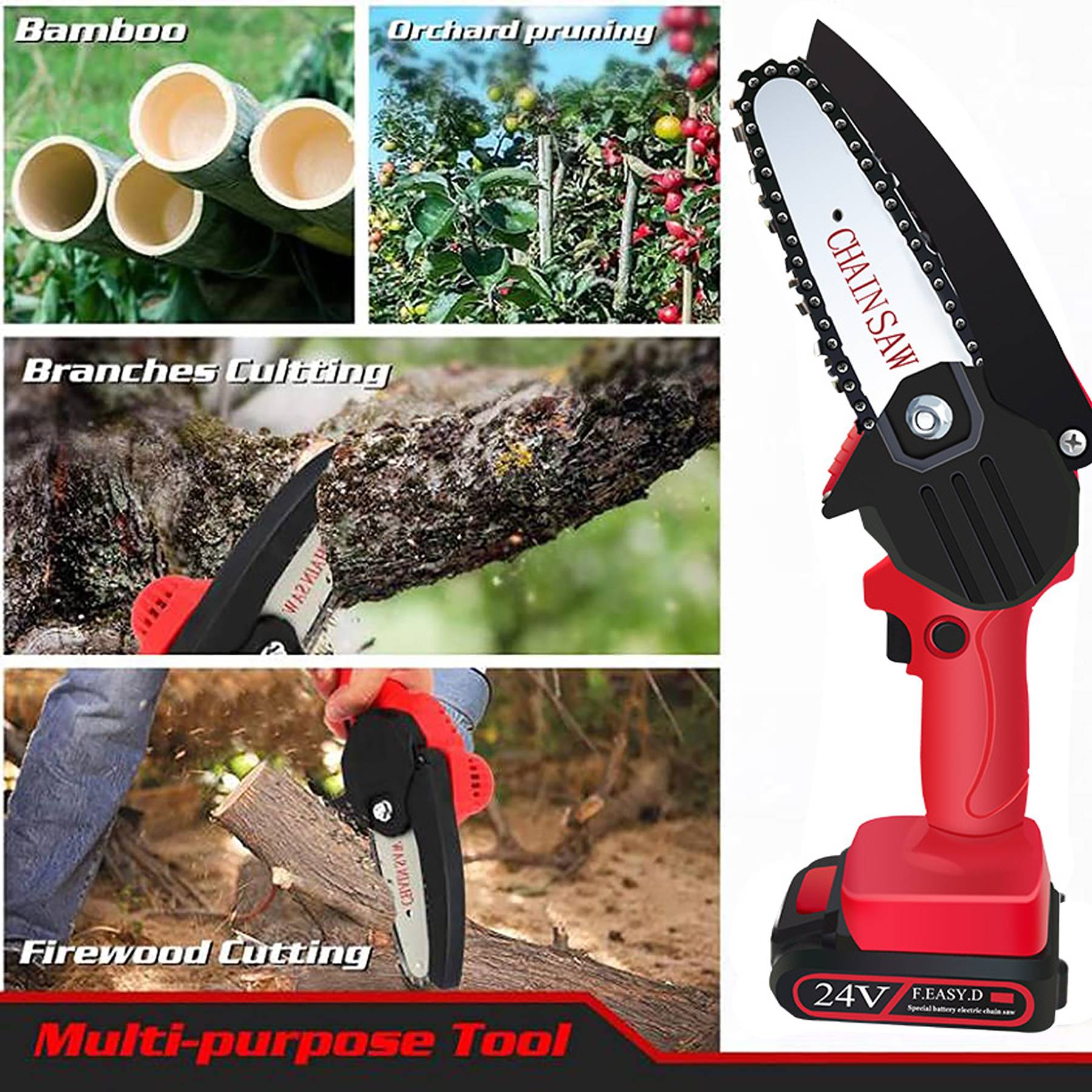 4 Inch Battery Power Chainsaw Small Portable Handheld 7
