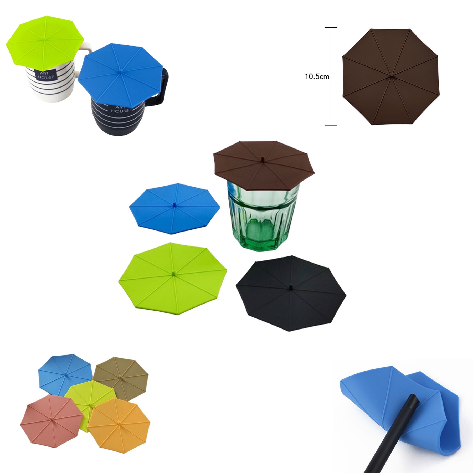 Umbrella Shaped Sealed Silicone Mug Lid 2