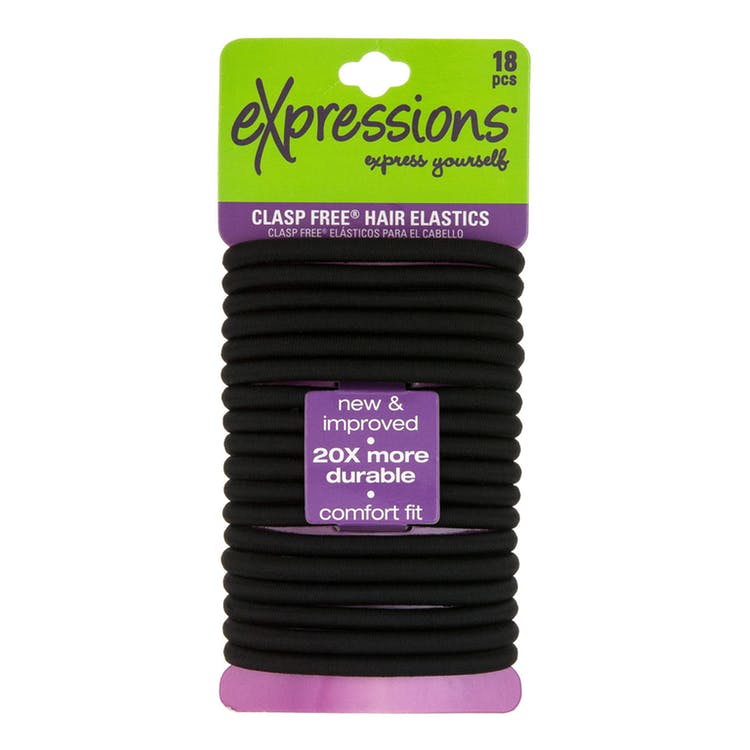 Hair Elastics - 18 Pack Black Clasp-Free 2
