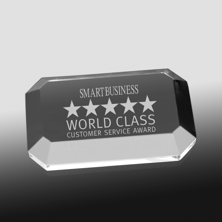 Beveled Acrylic Paperweight - 4" x 2-1/2" x 3/4" -- 2060L (Laser) 1