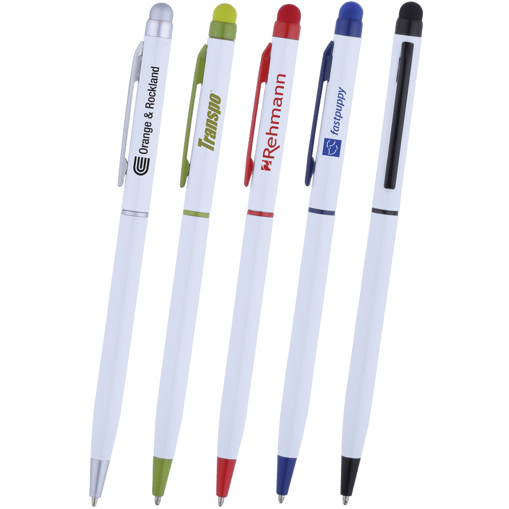 Slim Thin Metal Twist Action Stylus Ballpoint Pen