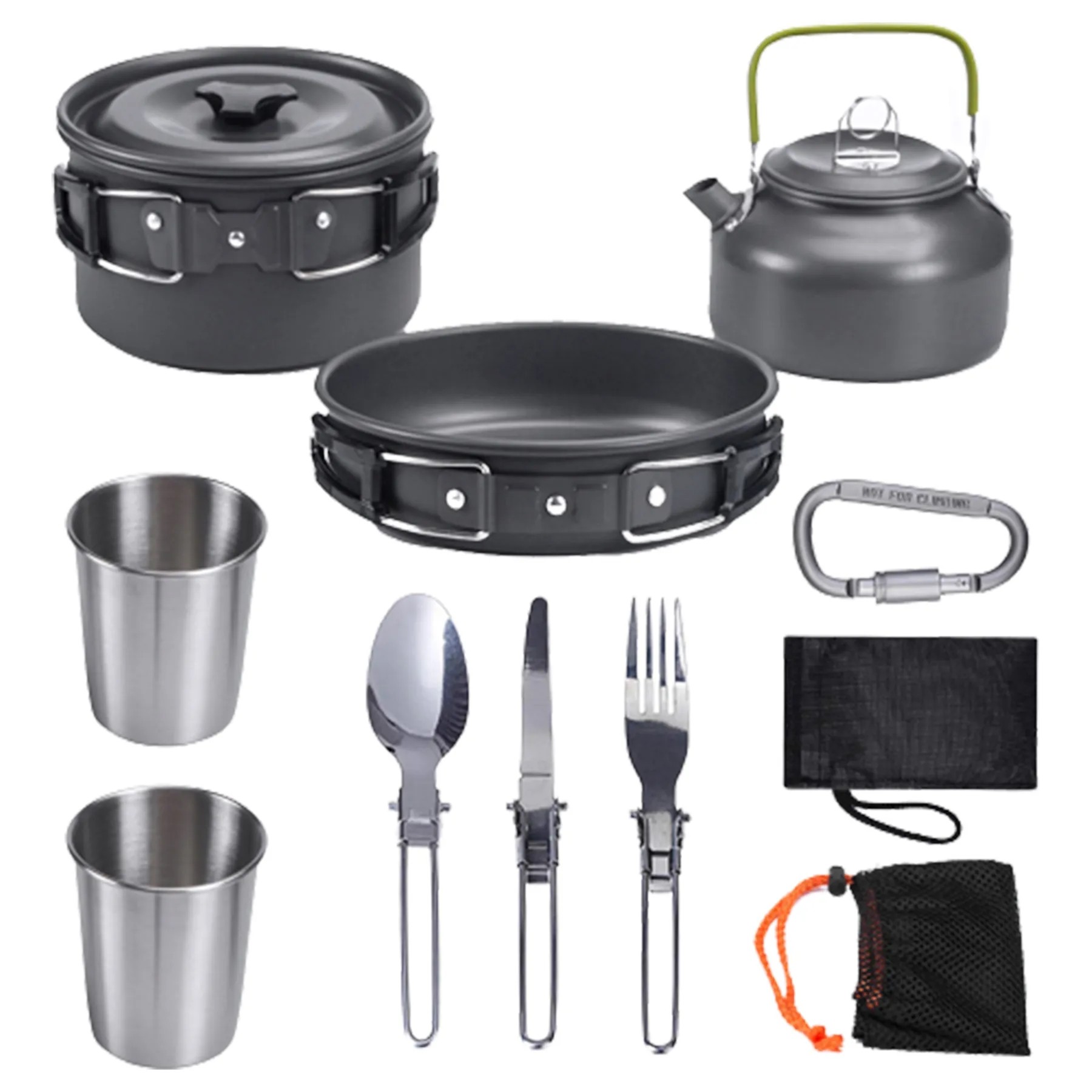 10Pcs Camping Cookware Mess Kit 2
