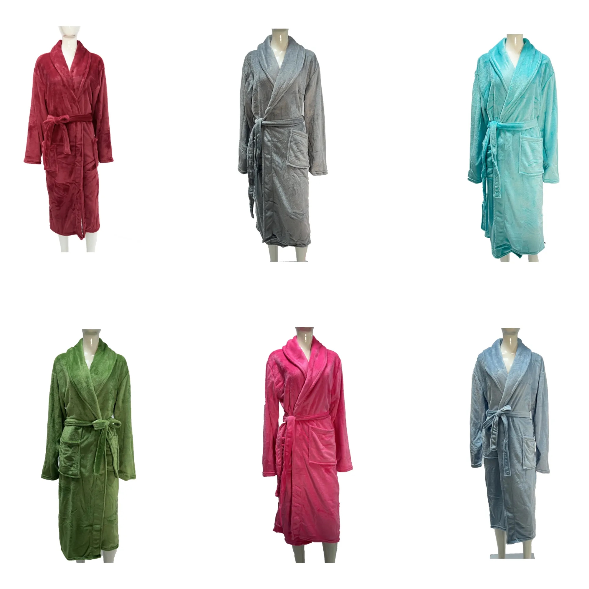 MOQ 25 PCS Long Flannel Nightgown Bathrobe 3