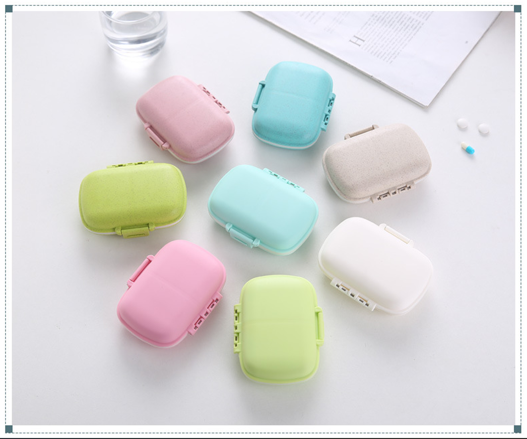 8 Compartments Wheat Straw Portable Daily Pill Organizer 10