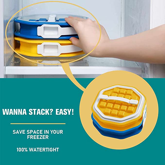 2 in 1 Portable Ice Ball Maker w/ Easy Release & Lid Silicone Ice Cube Mold--Octagon Shape 14