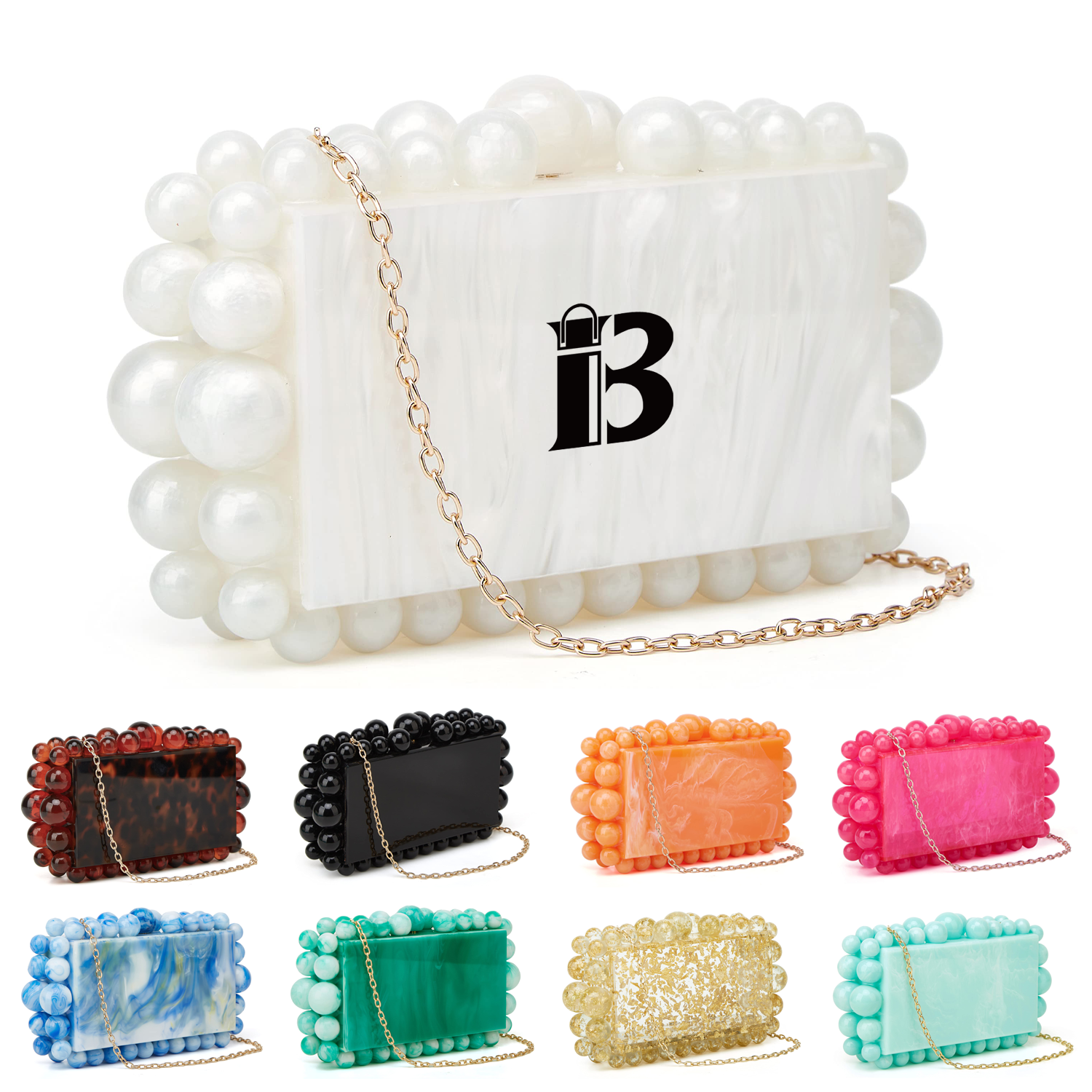 Pearl Marble Acrylic Clutch Crossbody Bag 1