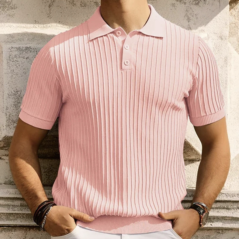 Mens Textured Knit Polo Shirts 2