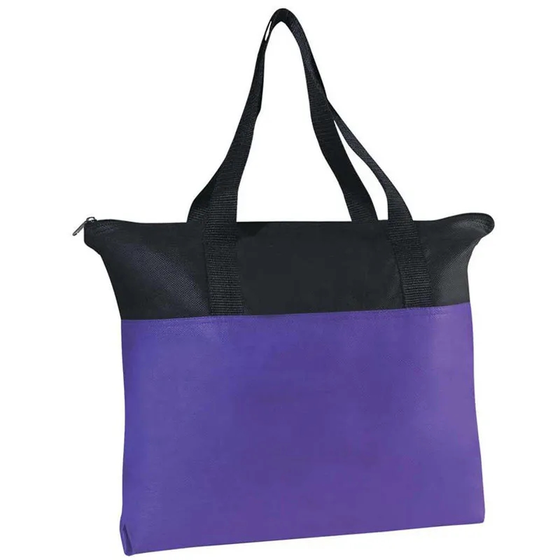 Non-Woven Two-Tone Zippered Tote Bag 4