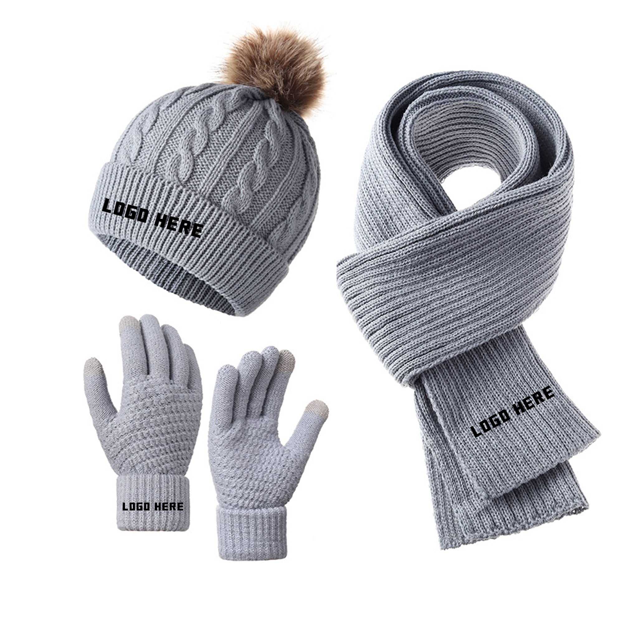 Warm Winter 3-Piece Set (Hat, Scarf, Gloves) MOQ 20 7