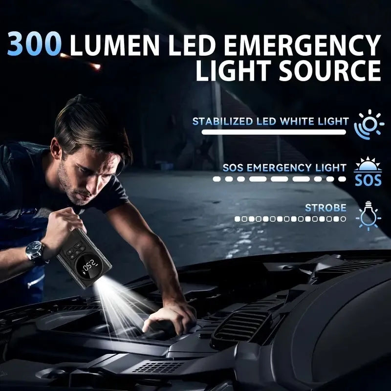 12V Car Emergency Jump Starter with Air Compressor 5