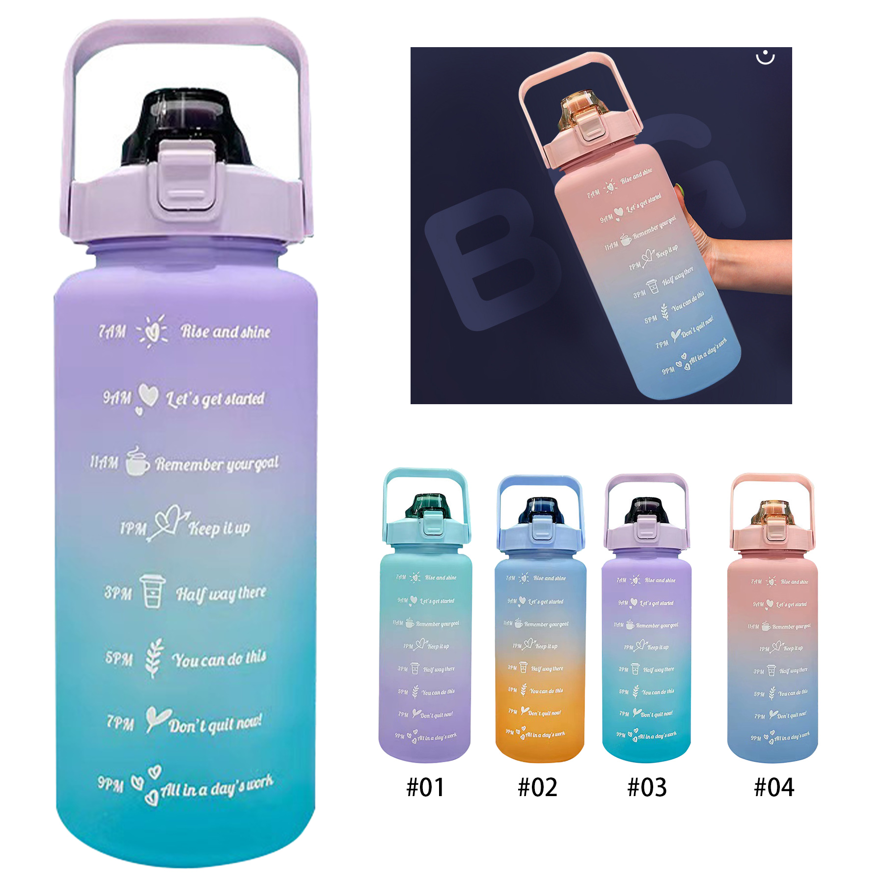 2000ml Motivational Water Bottle