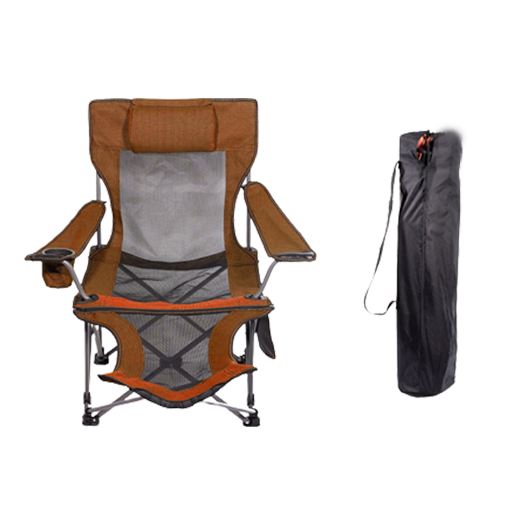 Folding Mesh Recliner Chair W/Footrest 2