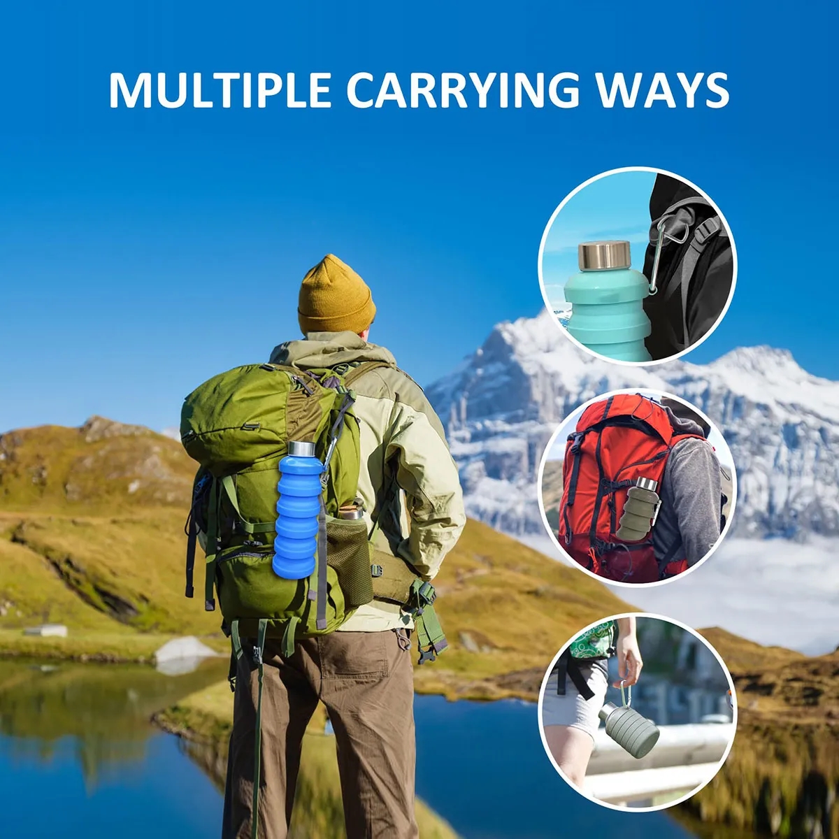 17oz BPA Free Silicone Portable Water Bottles 3