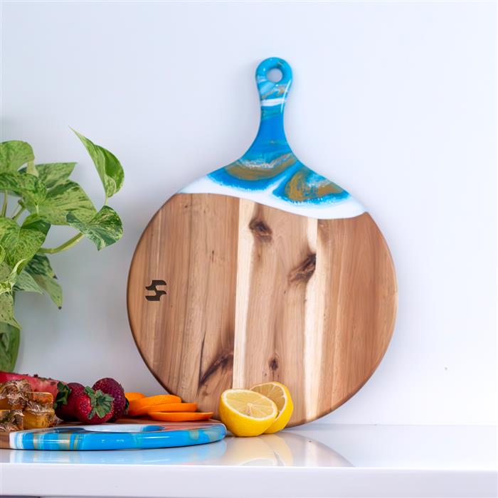 XL Round Acacia Board With Handle 34