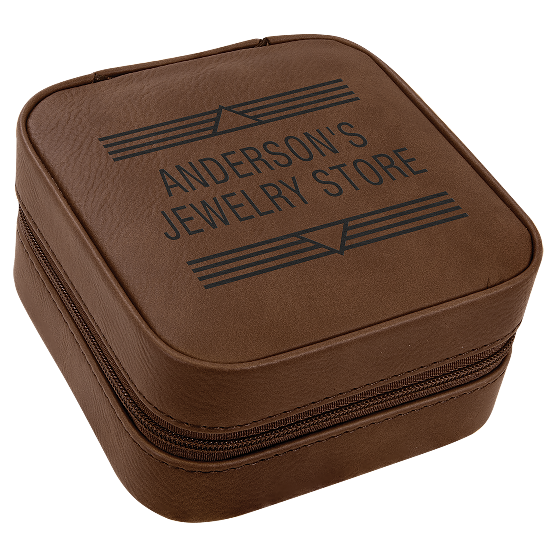 4" X 4" Dark Brown Leatherette Travel Jewelry Box 2