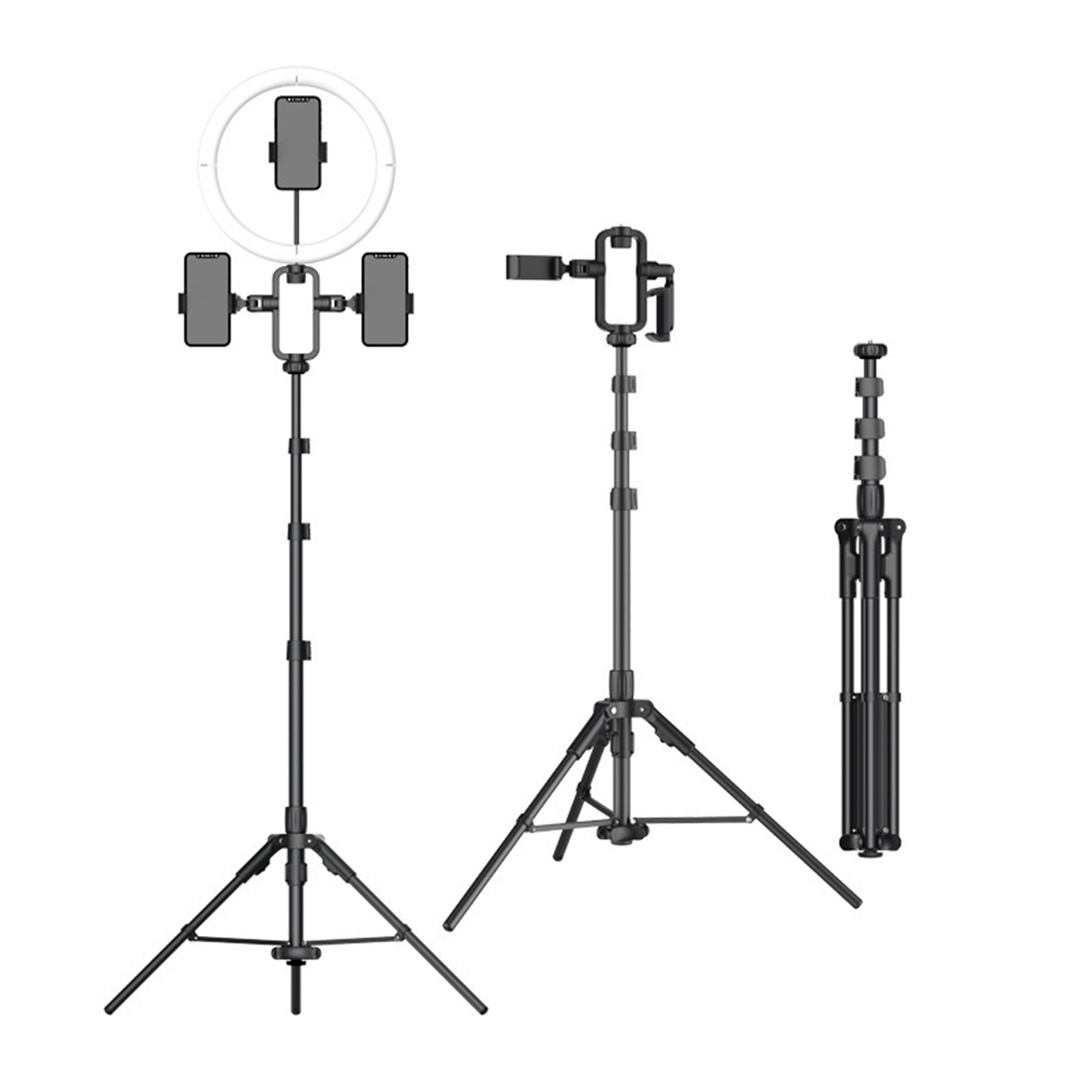 Ring Light with Live Stream Stand with 2Phone Holders 2