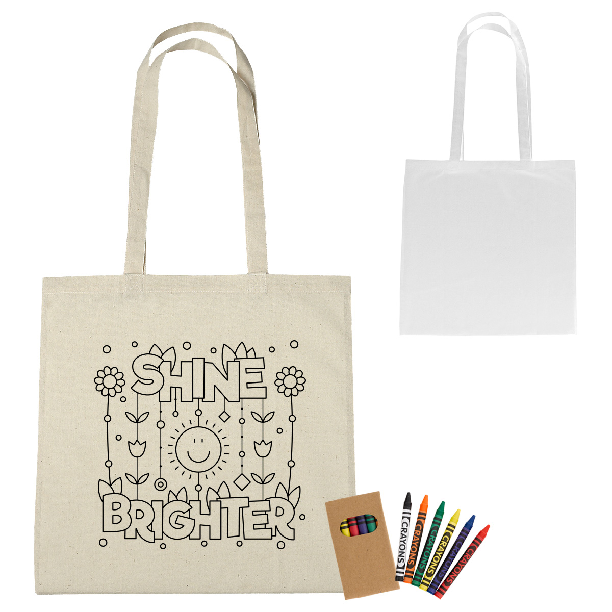 100% Cotton Coloring Tote Bag With Crayons 4