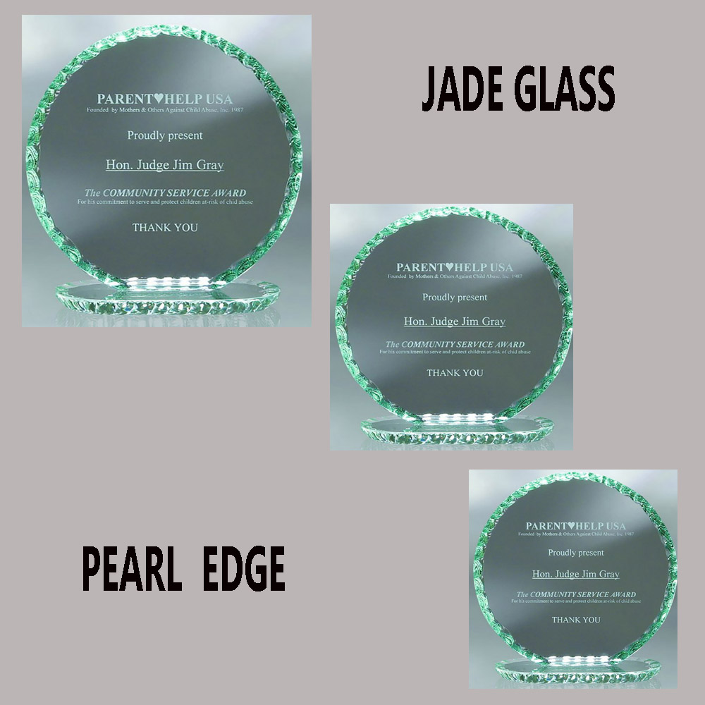 Jade Crystal Pearl Edge RoundAward. 1