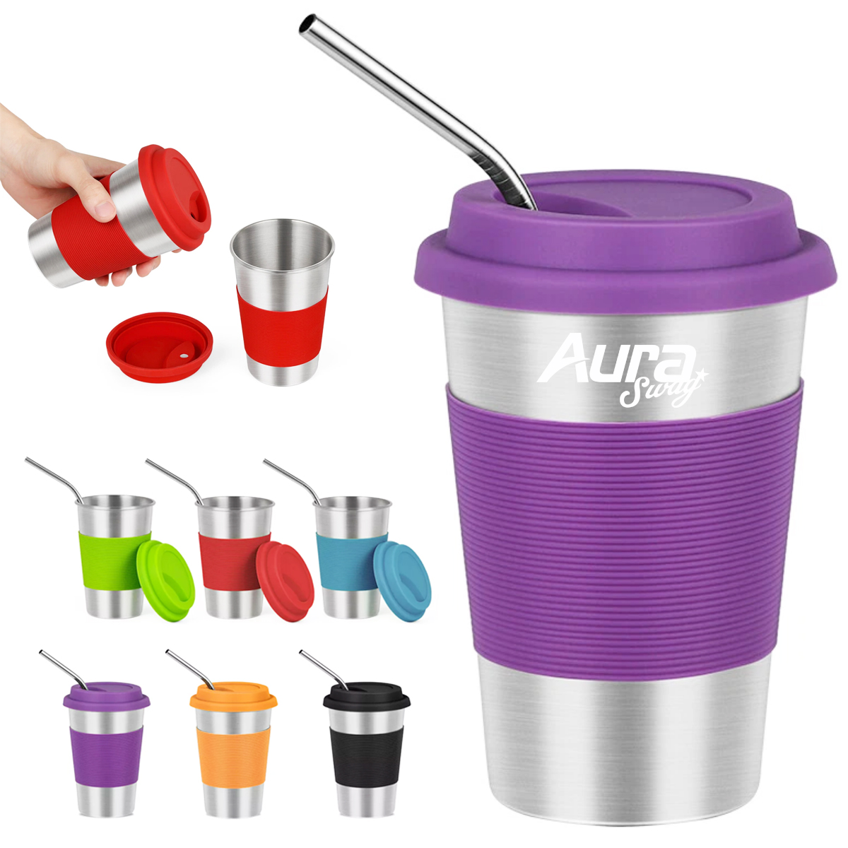 17Oz. Stainless Steel Tumbler with Reusable Straw 5