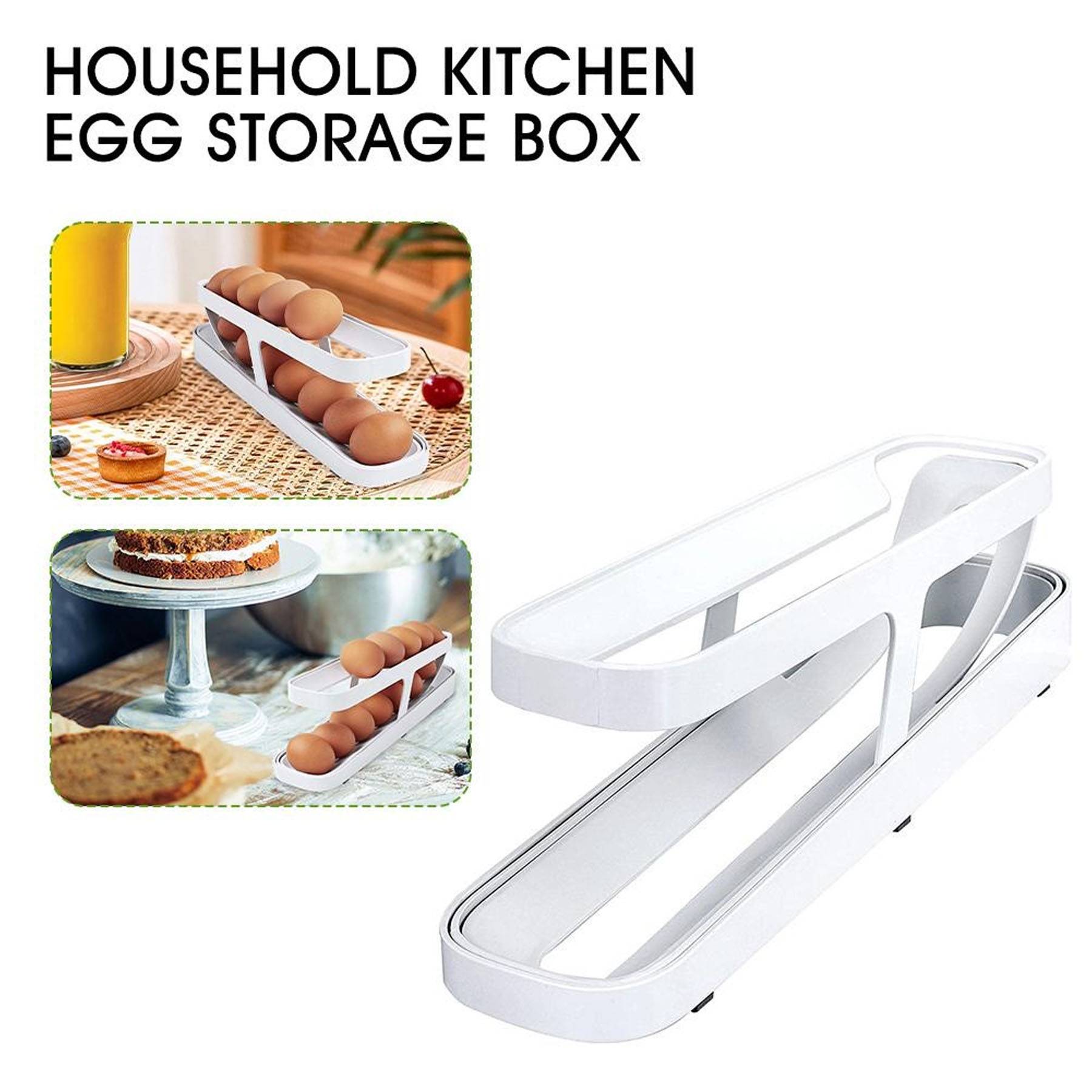 Plastic Auto Rolling Refrigerator Egg Dispenser Holder, custom kitchen gadget with logo imprint 7