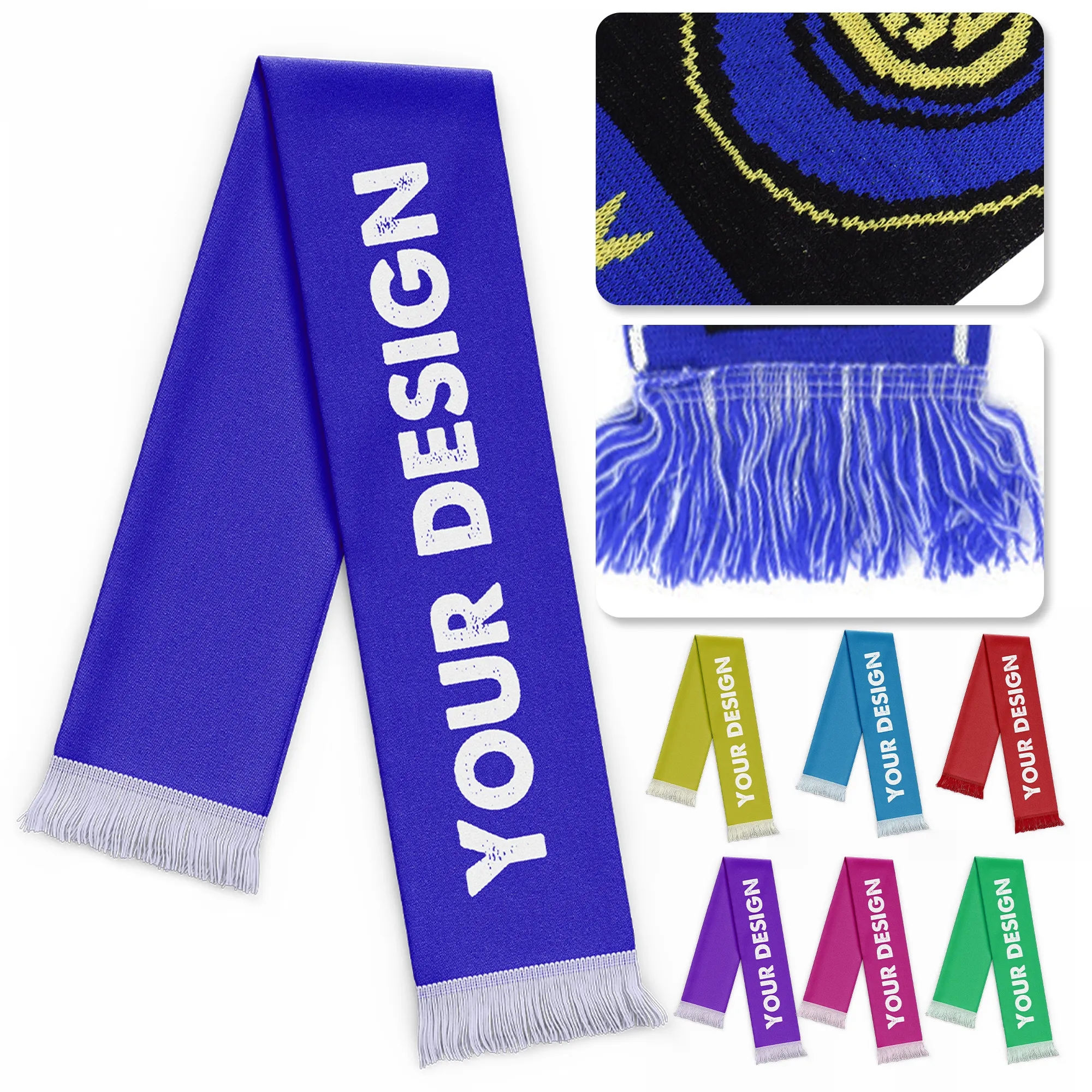 57.1 x 6.5 Double-Sided  Knitted Soccer Scarf With Fringe 1