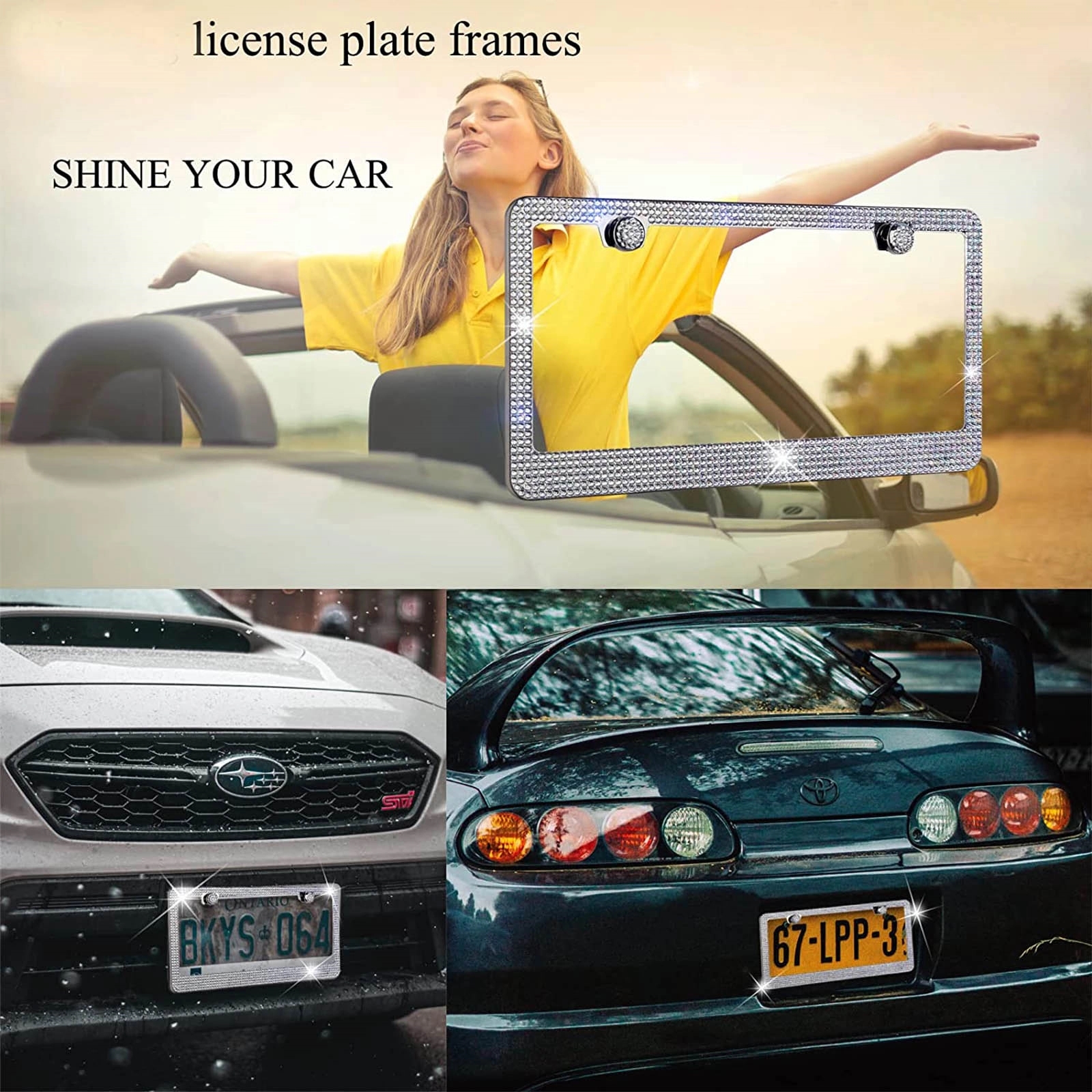 Rhinestone Car License Plate Frame Holder 3