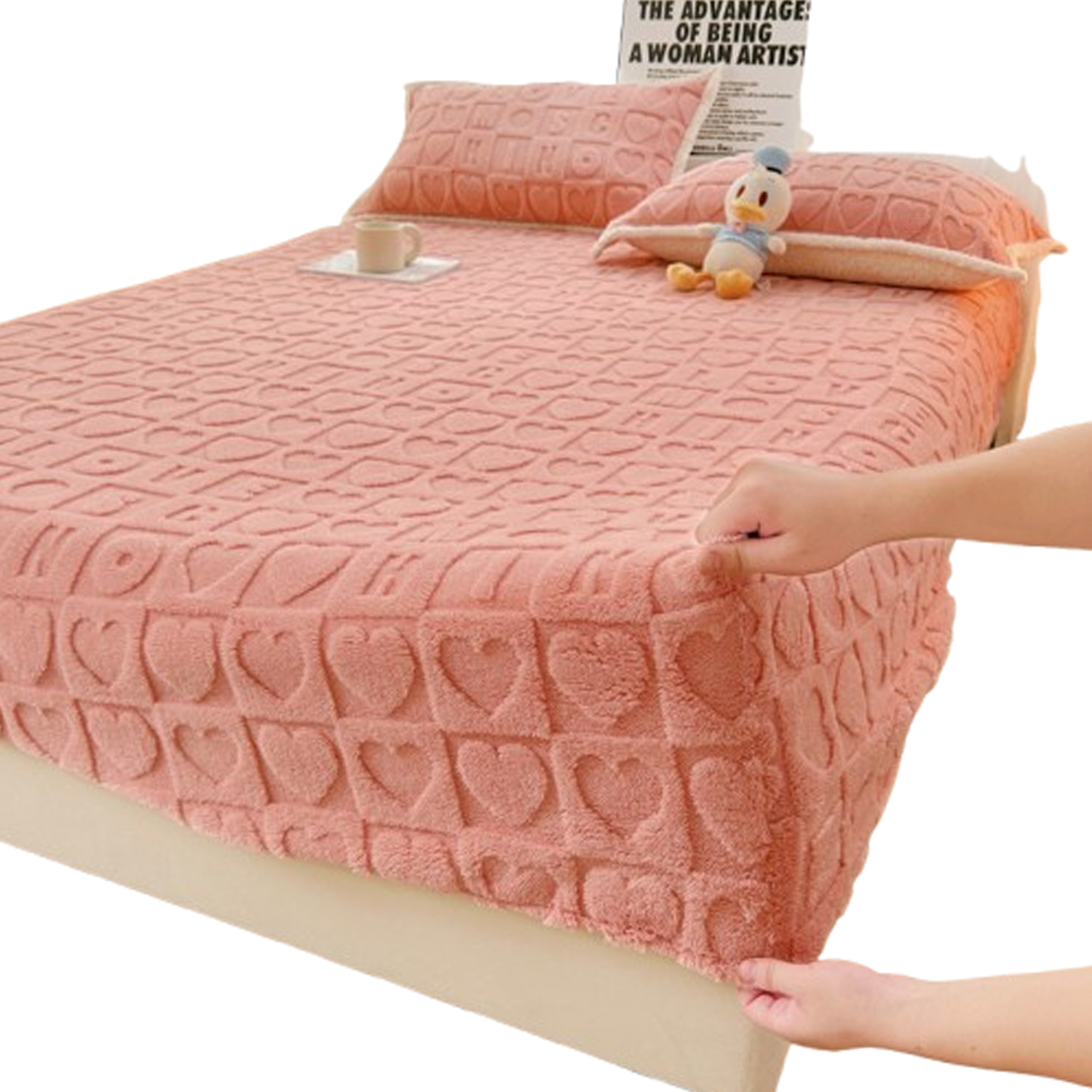 3 Piece Washable Velvet Fitted Bed Set 7