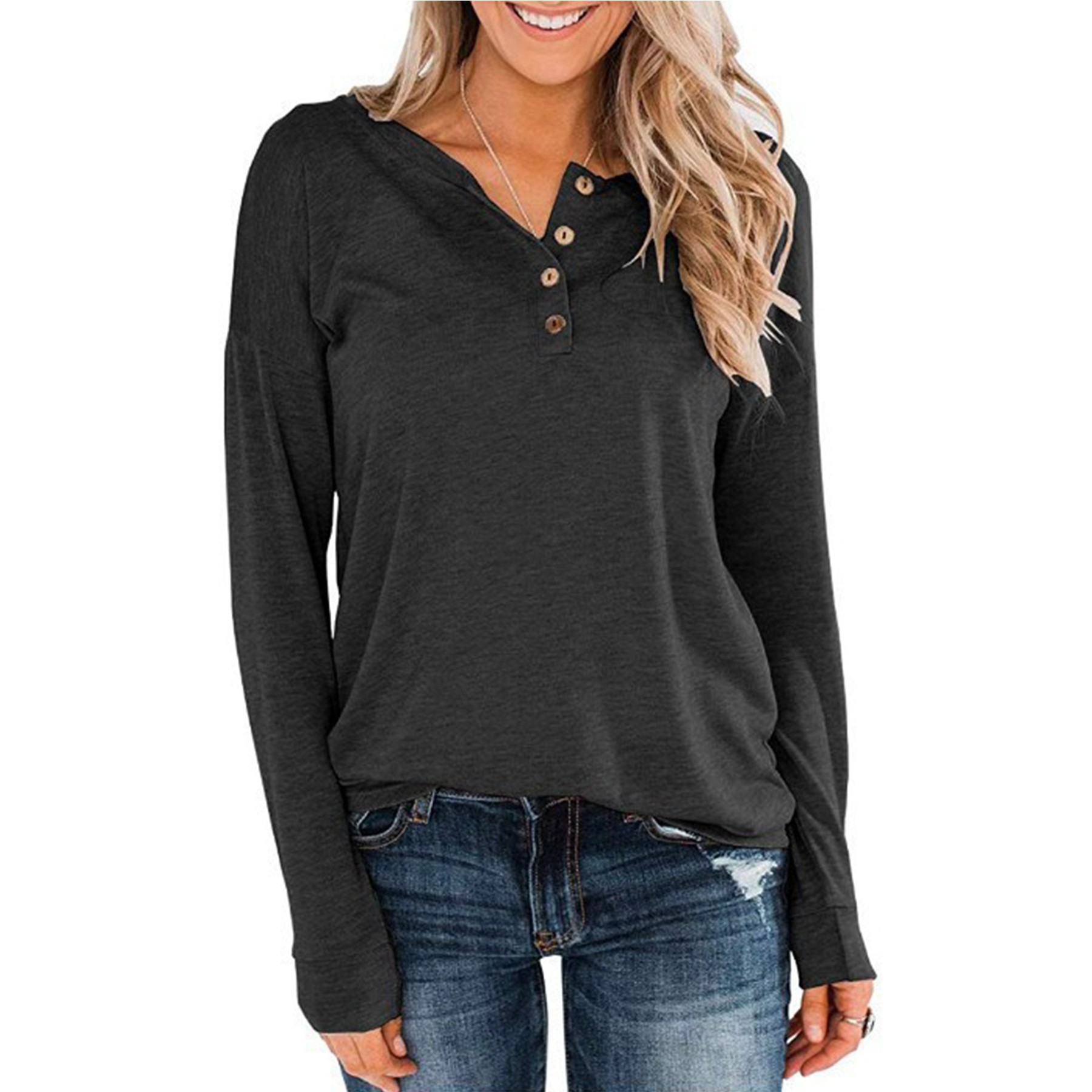 Women's Long Sleeve Henley 9